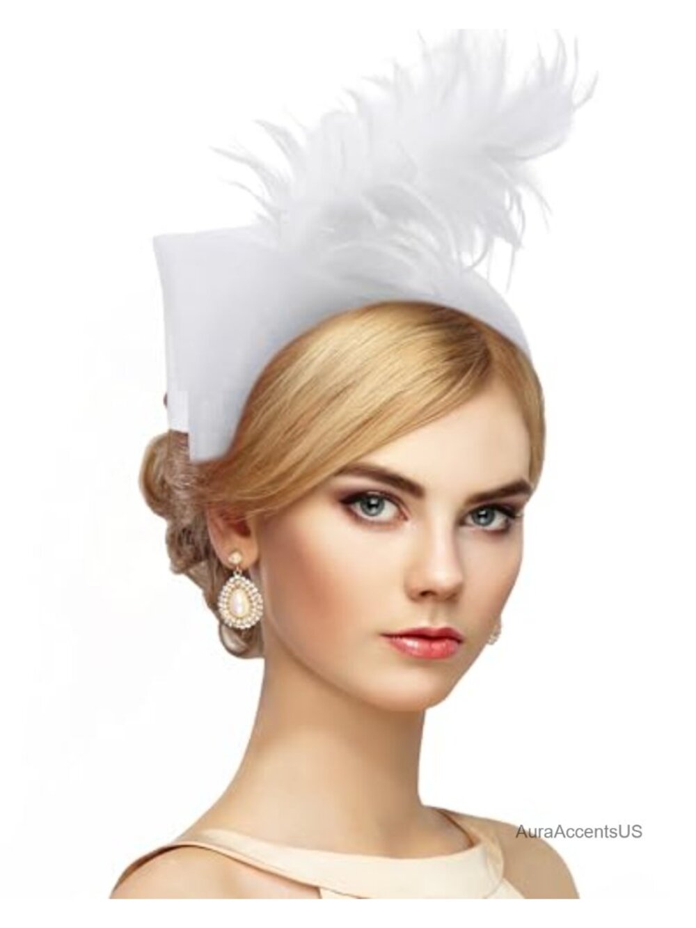 Mesh Fascinator Headband with Rooster Feathers for Tea Party & Derby
